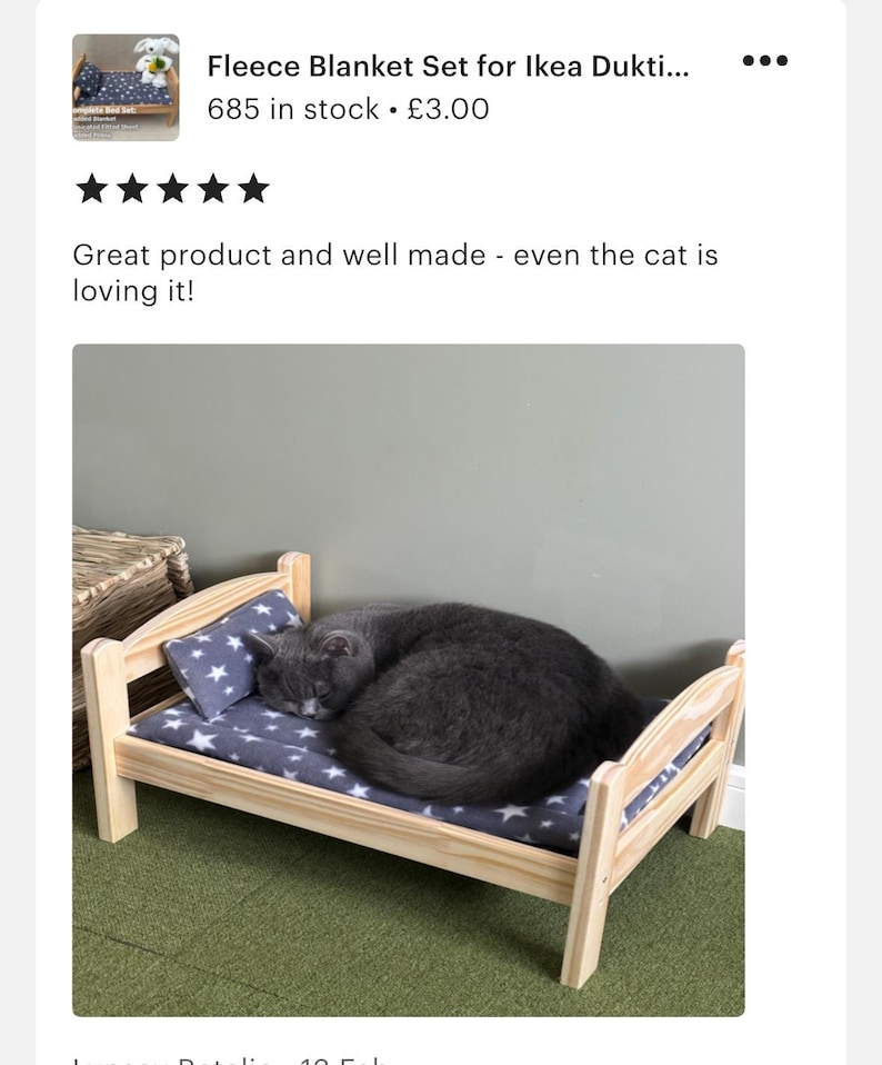 Gefütterte Fleece Decke für Ikea Duktig Puppenbett: Häschen- & Meerschweinchen-Bettwäsche Bild 13