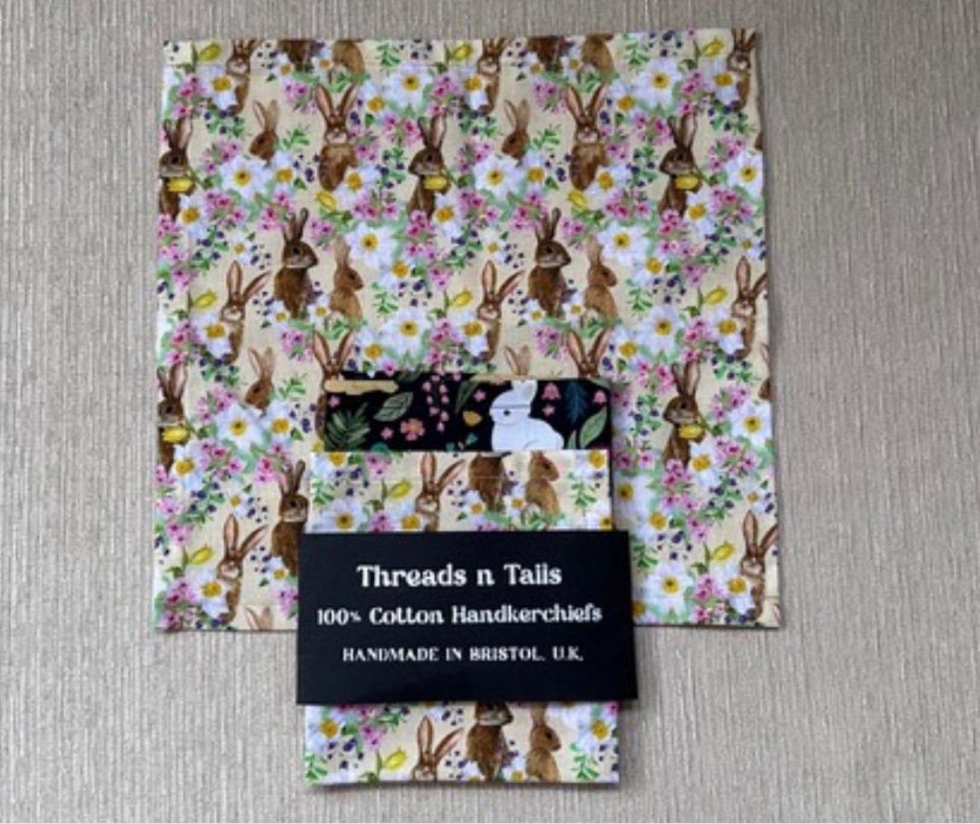 Cute Bunny Rabbit Handkerchiefs |handmade Bunnies Hankies | Bunny Gift ...