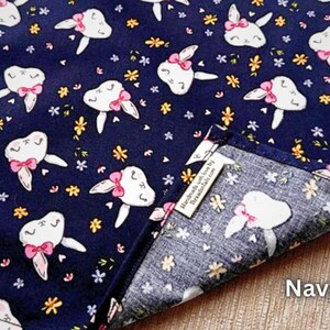 Handmade Bunny Handkerchief: Soft Cotton Rabbit Hanky, Bunny Lover Gift Navy