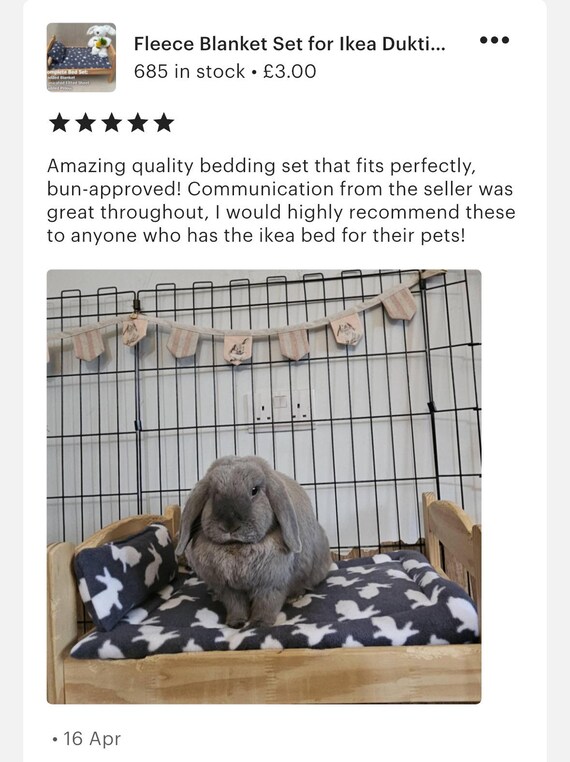 Padded Fleece Blanket Set for Ikea Duktig Doll Bed: Bunny & Guinea Pig Bedding