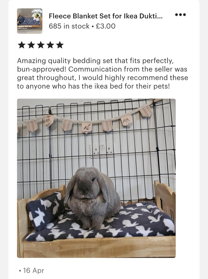 Gefütterte Fleece Decke für Ikea Duktig Puppenbett: Häschen- & Meerschweinchen-Bettwäsche Bild 14