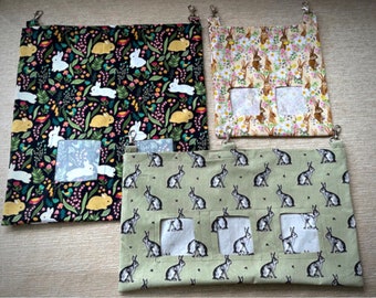 Cotton Bunny Rabbit Hay Bag: Guinea Pig, Chinchilla, Small Animal Feeder