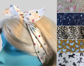 Non Slip Cotton Head Scarf | Retro Hair Wrap | Vintage Self Tie Non Slip Head Scarf | Non Slip Headscarves | Non Slip Bandanas | Headscarf