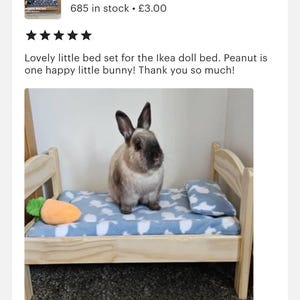 Gefütterte Fleece Decke für Ikea Duktig Puppenbett: Häschen- & Meerschweinchen-Bettwäsche Bild 12
