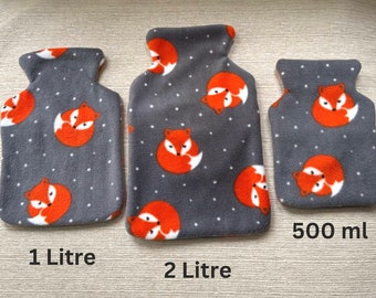 Fox Fleece Hot Water Bottle Cover | 2 Litre, 1 Litre & 0.5 Litre Hot Water Bottle Cover | Grey Fox Fleece Hot Water Bottle Bag