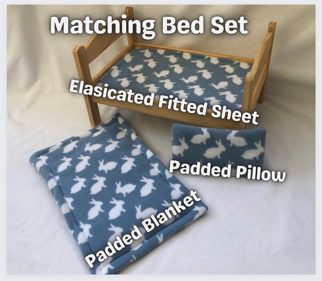 Padded Fleece Blanket Set for Ikea Dolls Bed Bunny Rabbit Blanket Pet