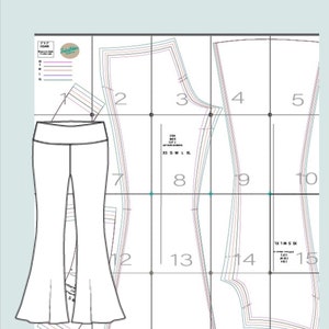 Flare Leg Pants Sewing Pattern PDF Sizes XS to XL Pants with waistband Comfortable Digital download image 3