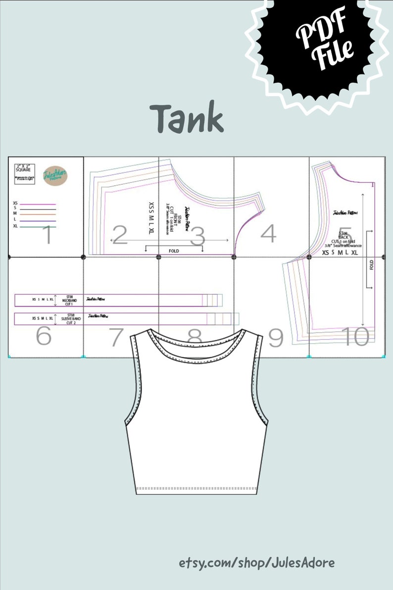Tank Top Sewing Pattern PDF Women's Sizes XS to XL / Etsy