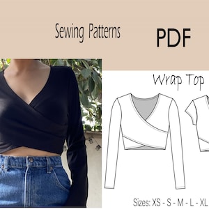 Cross Front Top - Sewing Pattern PDF - women&#39;s sizes XS to XL - Print at home - instructions included