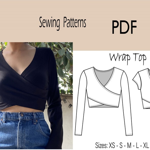 Cross Front Top - Sewing Pattern PDF - women's sizes XS to XL - Print at home - instructions included