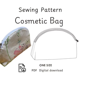 Sew Your Own Stylish Makeup Bag with This PDF Pattern -Easy Instructions - DYI toiletry pouch -one size Print at home, instructions included