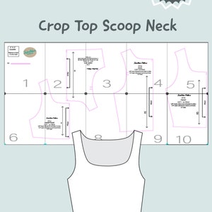 Wzór do szycia topu bez rękawów z okrągłym dekoltem - Wzór PDF na top typu crop-top - Rozmiary damskie od XS do XL / Wydrukuj w domu, dołączona instrukcja - wzór cyfrowy zdjęcie 4