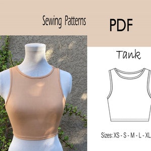 Tank Top Sewing Pattern - PDF - women&#39;s sizes XS to XL / Print at home, instructions included