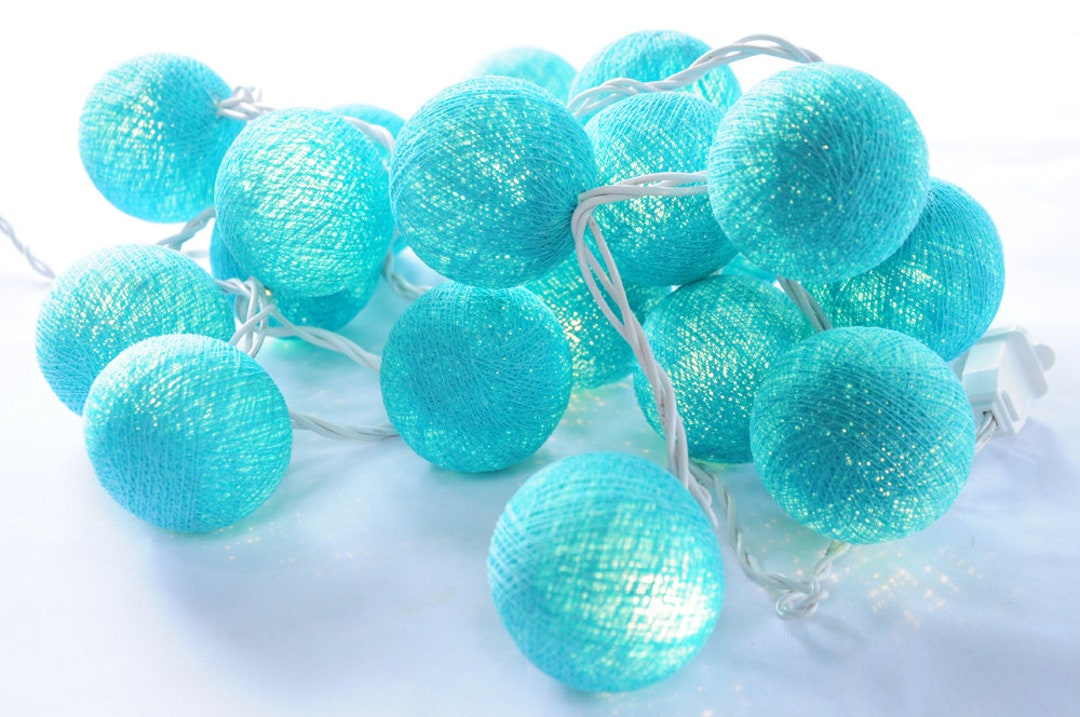 20/35 LED Cotton Ball String Lights Turquoise Home Living Room and