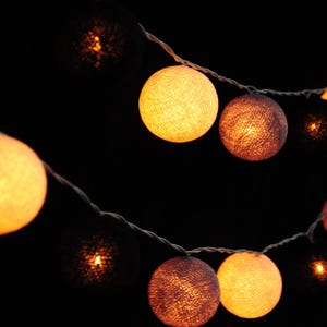 Brown Cotton Ball String Lights for Bedroom Fairy Lights Girl Room Nursery Night Lights Wedding Anniversary Birthday Garland