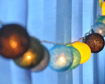 Cotton Ball String Lights: Mixed Tone Fairy Lights, Home & Wedding Decor