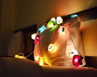 20/35 LED Mixed Animal String Fairy Lights Mulberry Paper Home Living Room