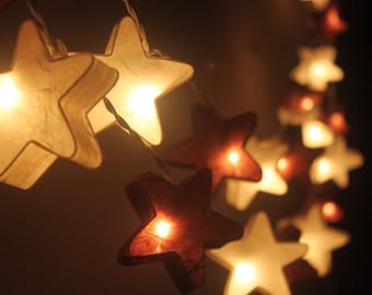Star Fairy Lights: Mulberry Paper String Lights, Wedding Decor