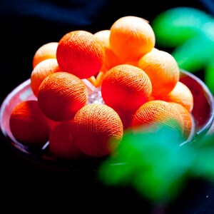 Orange Cotton Ball Fairy Lights: Wedding & Home Decor