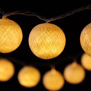 Cotton Ball String Lights for Bedroom Fairy Night Lights Wedding Hanging Decor Patio String Lights Garland White Lights Dorm Room Lights