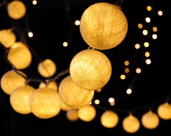 White Cotton Ball String Fairy Lights Home Living Room and Wedding Decor