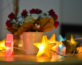 Mulberry Paper Star Fairy Lights: 20/35 LED String Lights