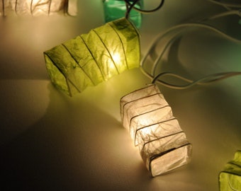 Luces de hadas de estrellas de papel verde: decoración navideña para dormitorio