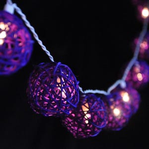 Purple Tone Rattan Ball String Fairy Lights Home Living Room and Wedding Decor