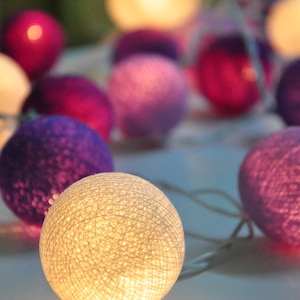 20/35 LED Purple Tone Cotton Ball Fairy Lights Home Living Room and Wedding Decor String Lights Decorations