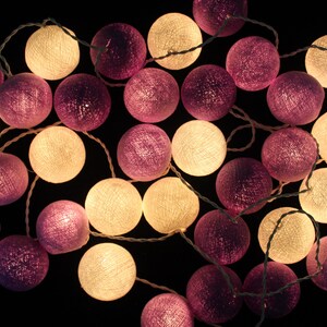 20/35 LED Cotton Ball String Lights Purple Color Home Living Room and Wedding Decor
