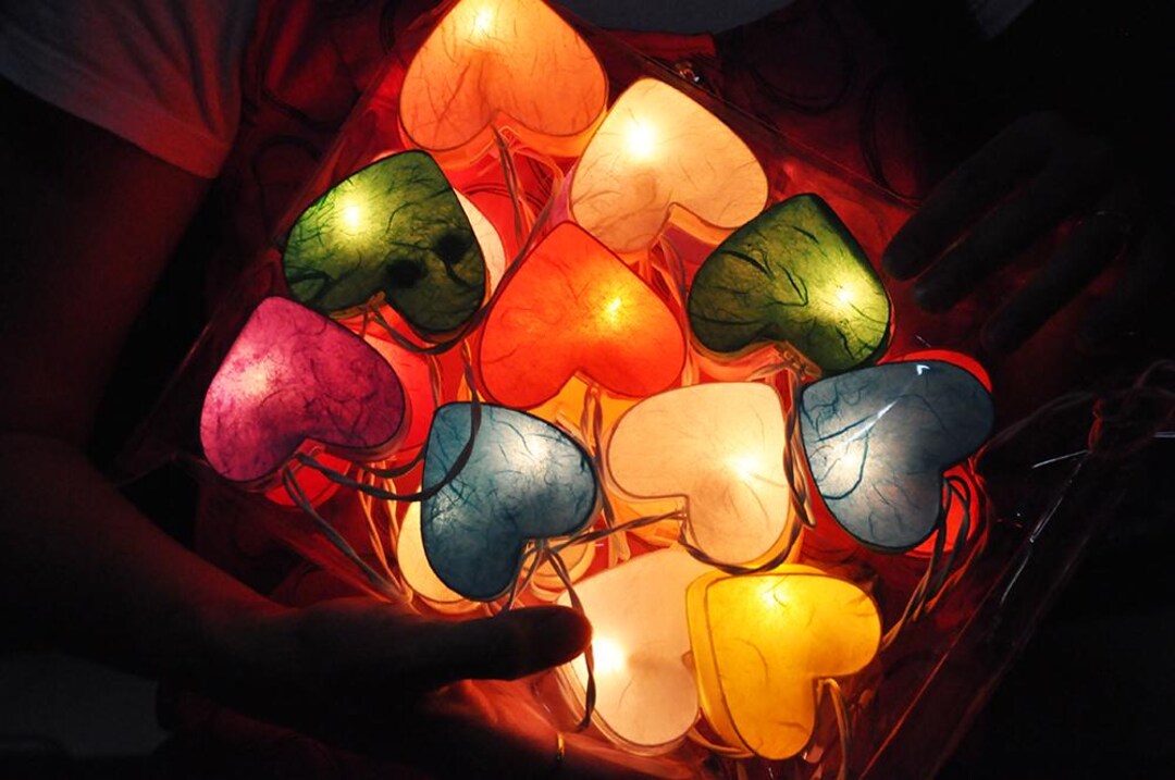 Colorful Heart Lantern String Lights: Romantic Wedding Anniversary ...