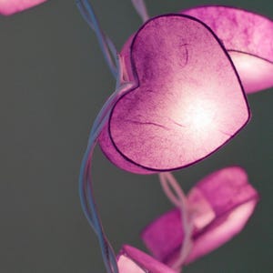 Purple Heart String Fairy Lights Mulberry Paper  Home Living Room and Wedding Romantic Surprise Ideas Valentine&#39;s day Decor