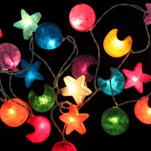 Star & Moon Fairy Light Garland: Thanksgiving Decor Gift Set
