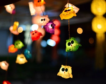 20/35 LED Owln String Fairy Lights Mulberry Paper Home Living Room