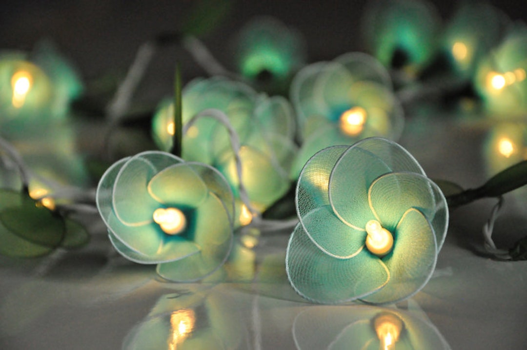 Blue Tone Flower String Fairy Lights Home Living Room and Wedding Decor ...