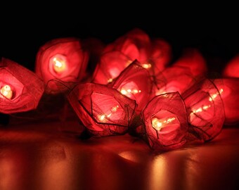 Pink Rose Flower String Lights: Wedding Home Decor