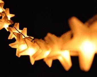 Star String Lights: Mulberry Paper Fairy Lights, Wedding Decor