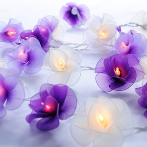 20/35 LED Flower String Fairy Lights Home Living Room and Wedding Decor Purple Tone