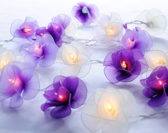 20/35 LED Flower String Fairy Lights Home Living Room and Wedding Decor Purple Tone