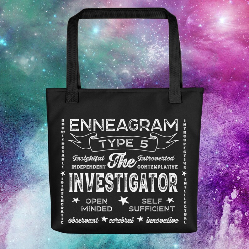 Cool Black Tote bag with Distressed Design for Enneagram Type 5 Folks The Investigator