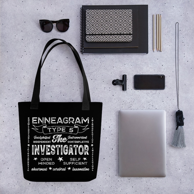 Cool Black Tote bag with Distressed Design for Enneagram Type 5 Folks The Investigator