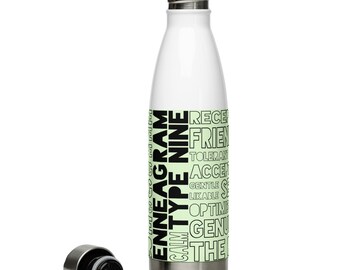 Enneagram Type Nine Stainless Steel Insulated Water Bottle, the Peacemaker Personality, Pop Psychology Present