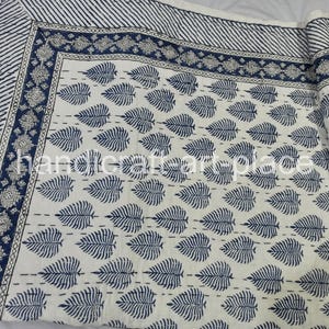 Kantha Quilt King | Handmade Reversible Cotton Bedspread |  Indian Throw Blanket Handblock print