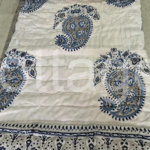 Indian Cotton Quilt –Indian Reversible Handmade Floral Double-Sided Bedding Comforter block print Blanket Quilt king queen size
