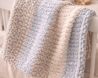 Handmade Chunky Knit Chenille Baby Blanket | Nursery Throw