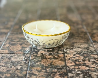 Thrifted Crystal Glass Soy Candle | Vintage Home Decor