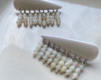 GIA| horizontal earrings | fashionist gift | wedding earrings | bridal earrings | agate bead earrings | statement stud | modern earrings