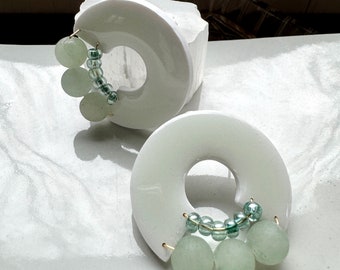 statement studs earrings | green aventurine bead earrings | minimalist earrings | modern earrings