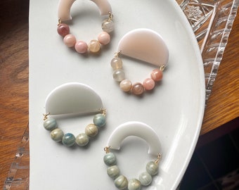 OLLIE | Polymer clay statement studs | beaded earrings | minimalist earrings | asymmetrical | boho earrings