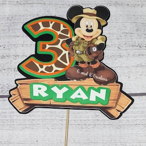 Safari Mickey Mouse cake topper, mickey Mouse cake topper, safari cake topper, safari mickey centerpiece